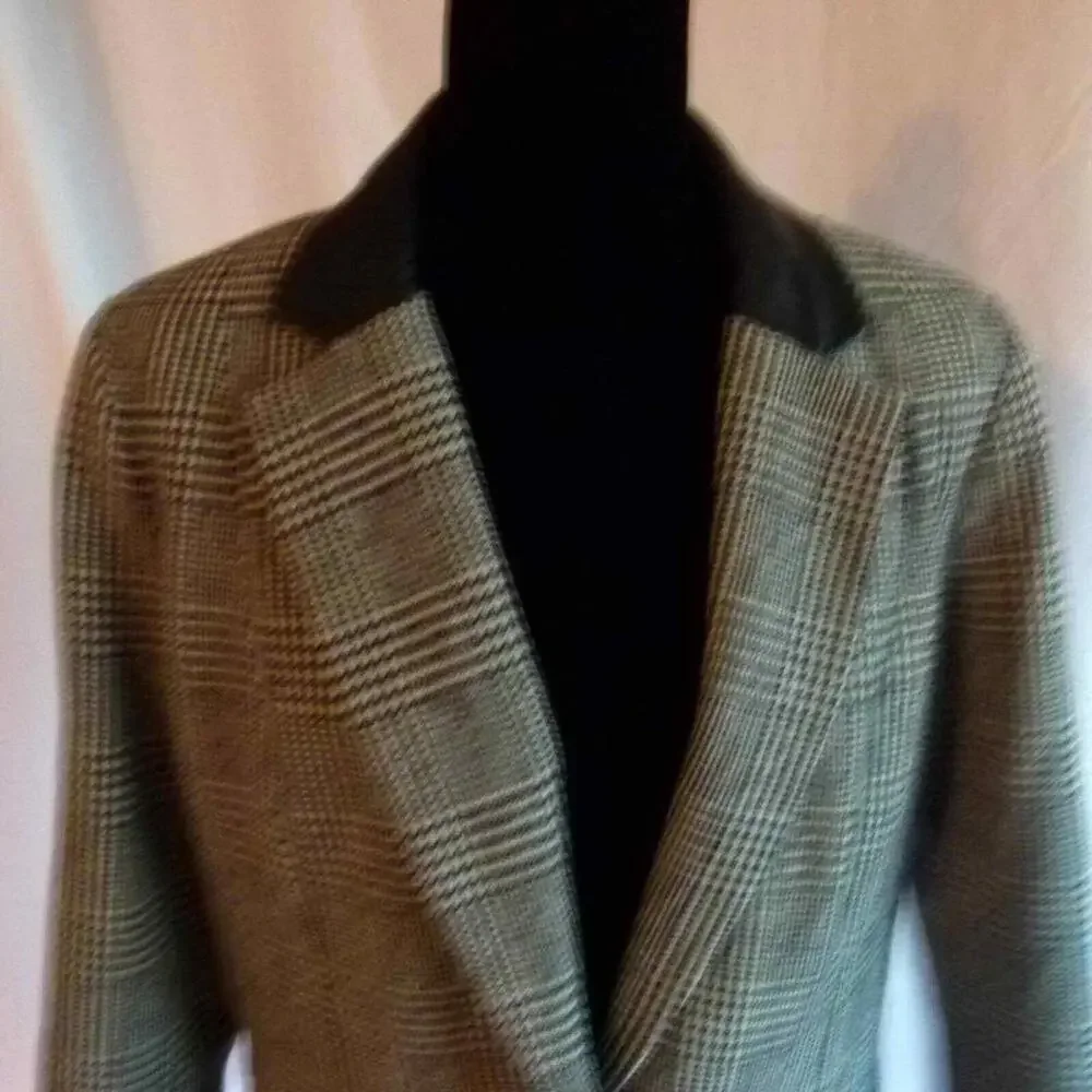 EUC Michael Kors Houndstooth Leather Blazer jacket 12